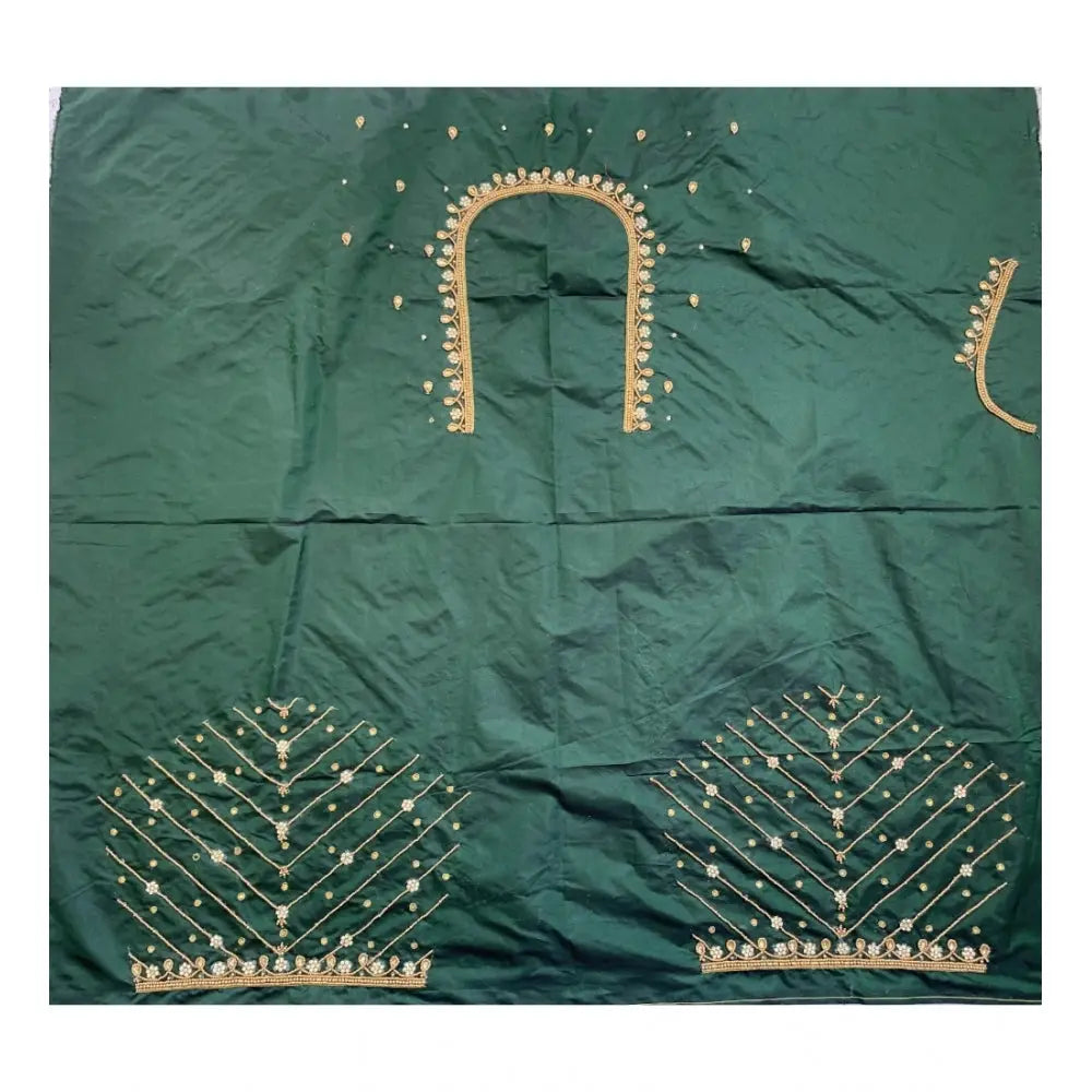 Women's cotton silk self design unstitched blouse piece (green, 80 100 cm) kashvii