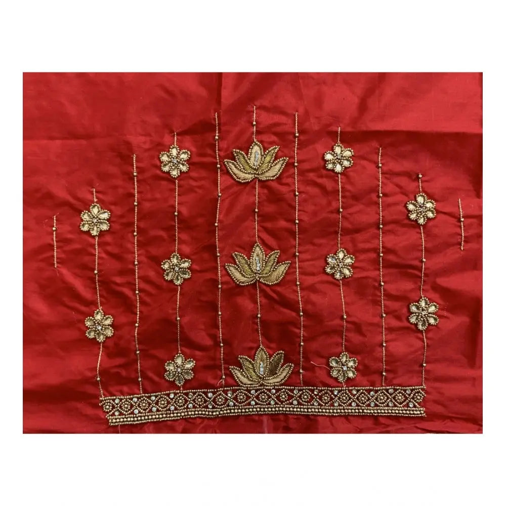 Women's Cotton Silk Self Design Unstitched Blouse Piece (Red, 80-100 cm) Kashvii