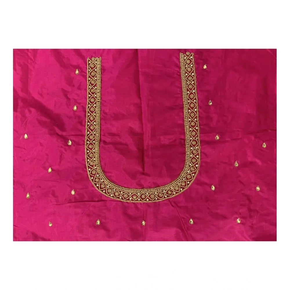 Women's Cotton Silk Self Design Unstitched Blouse Piece (Pink, 80-100 cm) Kashvii