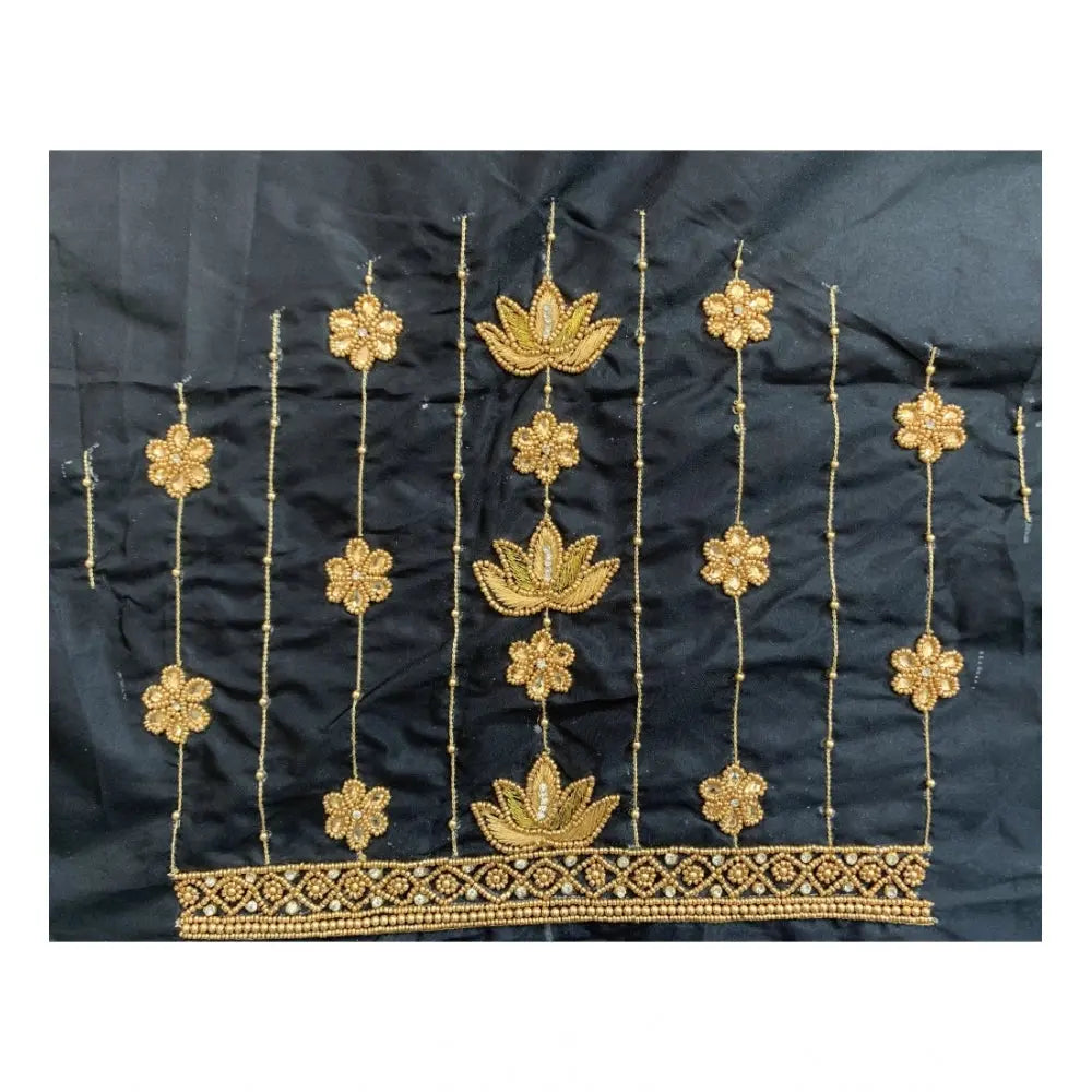 Women's Cotton Silk Self Design Unstitched Blouse Piece (Black, 80-100 cm) Kashvii