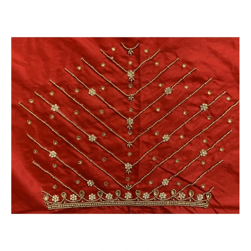 Women's Cotton Silk Self Design Unstitched Blouse Piece (Red, 80-100 cm) Kashvii