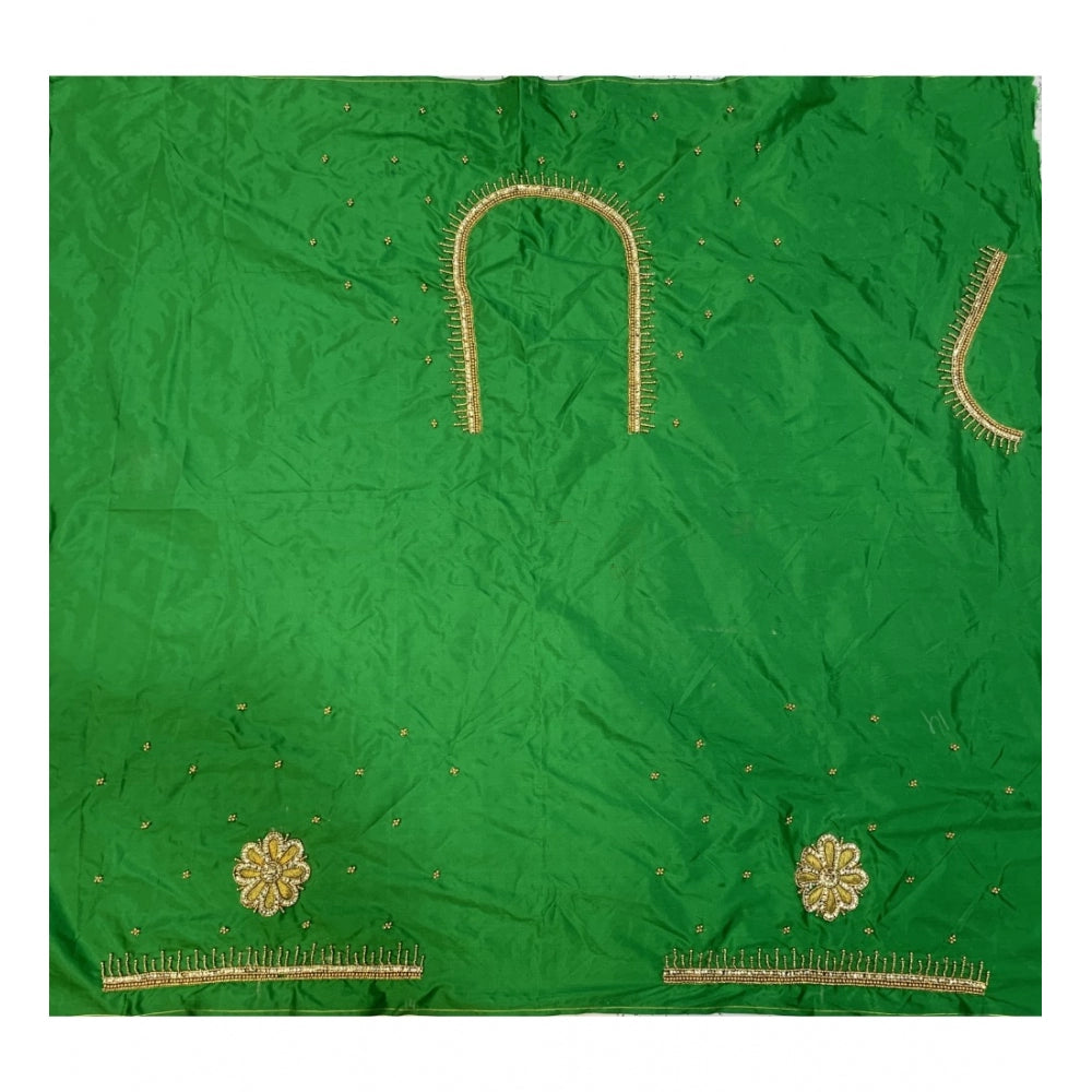 Cotton Silk Self Design Unstitched Blouse Piece (Green, 80-100 cm) Kashvii