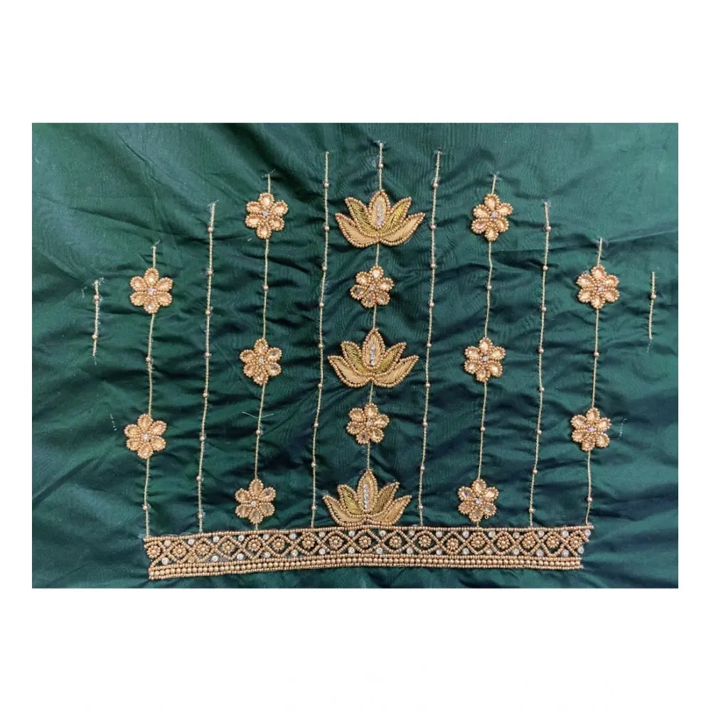Women's Cotton Silk Self Design Unstitched Blouse Piece (Dark Green, 80-100 cm) Kashvii