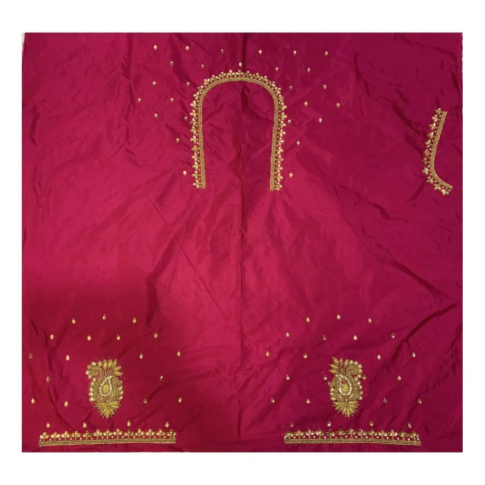 Cotton silk self design unstitched blouse piece (pink, 80 100 cm) kashvii