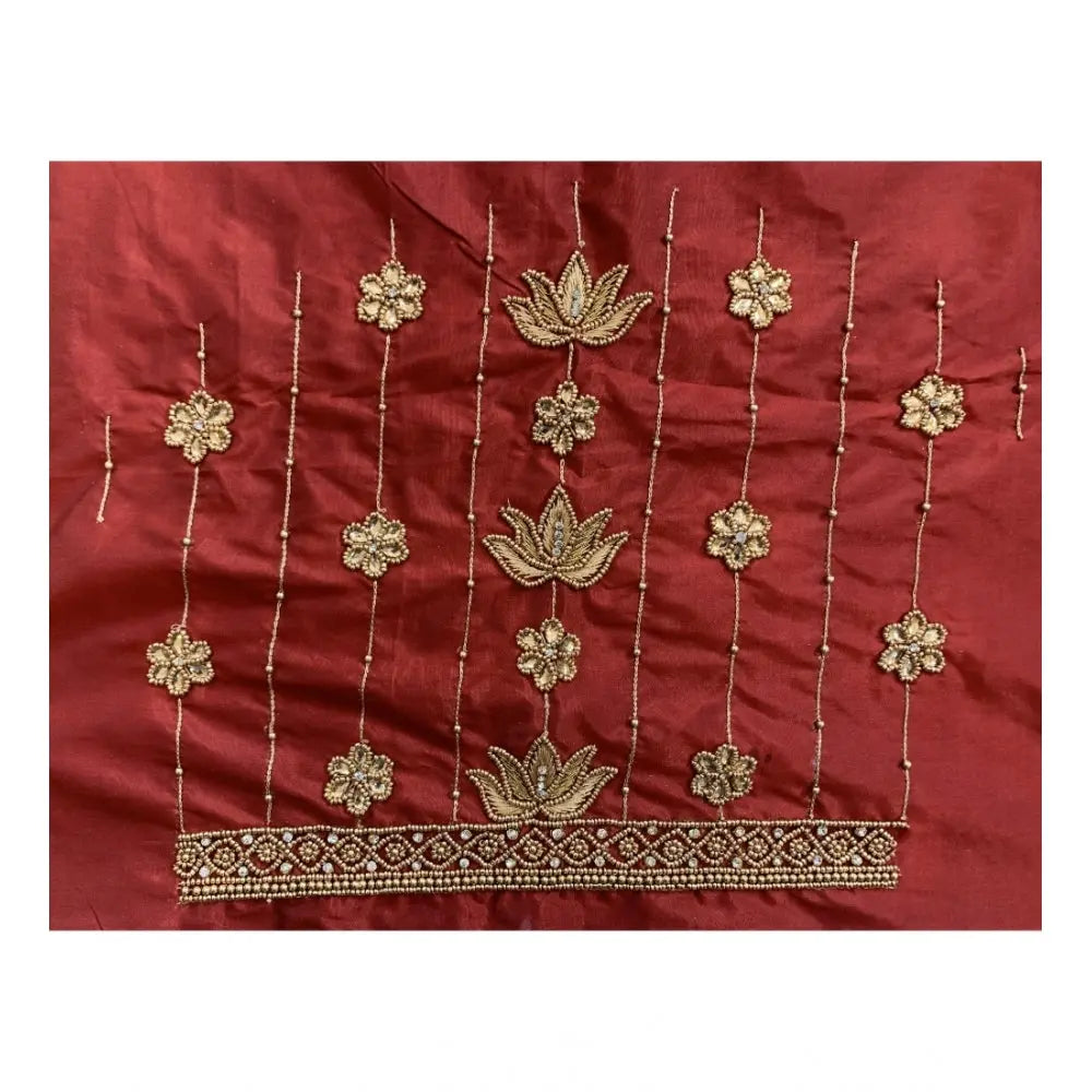 Women's Cotton Silk Self Design Unstitched Blouse Piece (Maroon, 80-100 cm) Kashvii