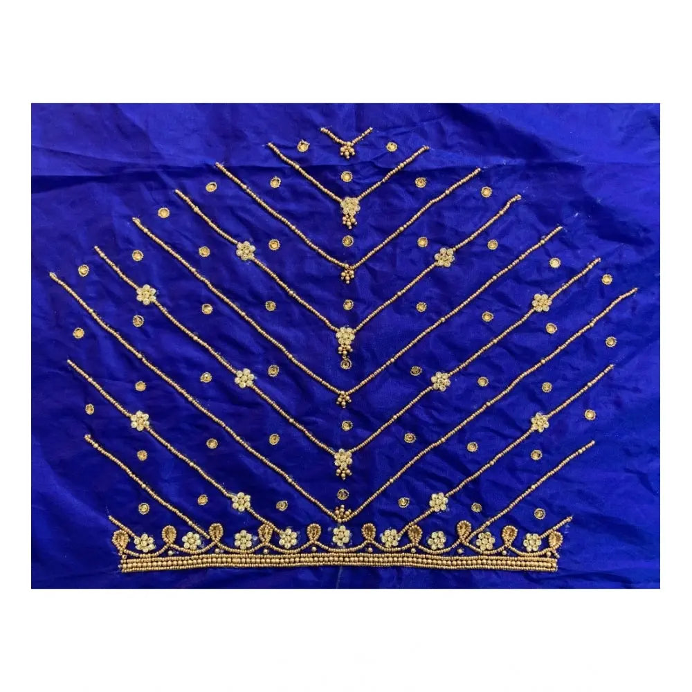 Women's Cotton Silk Self Design Unstitched Blouse Piece (Dark Blue, 80-100 cm) Kashvii