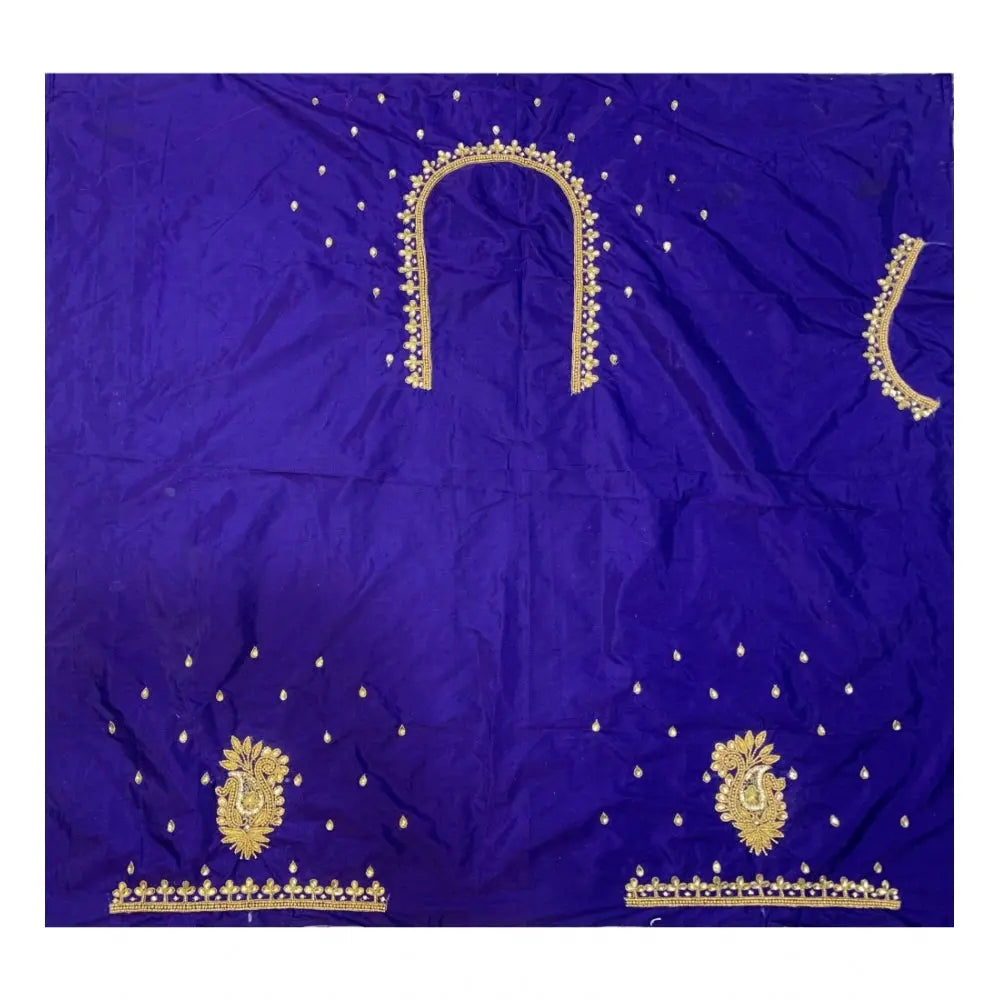 Cotton Silk Self Design Unstitched Blouse Piece (Blue, 80-100 cm) Kashvii