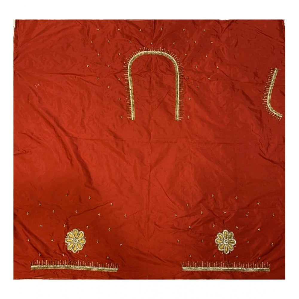 Cotton Silk Printed Unstitched Blouse Piece (Red, 80-100 cm) Kashvii