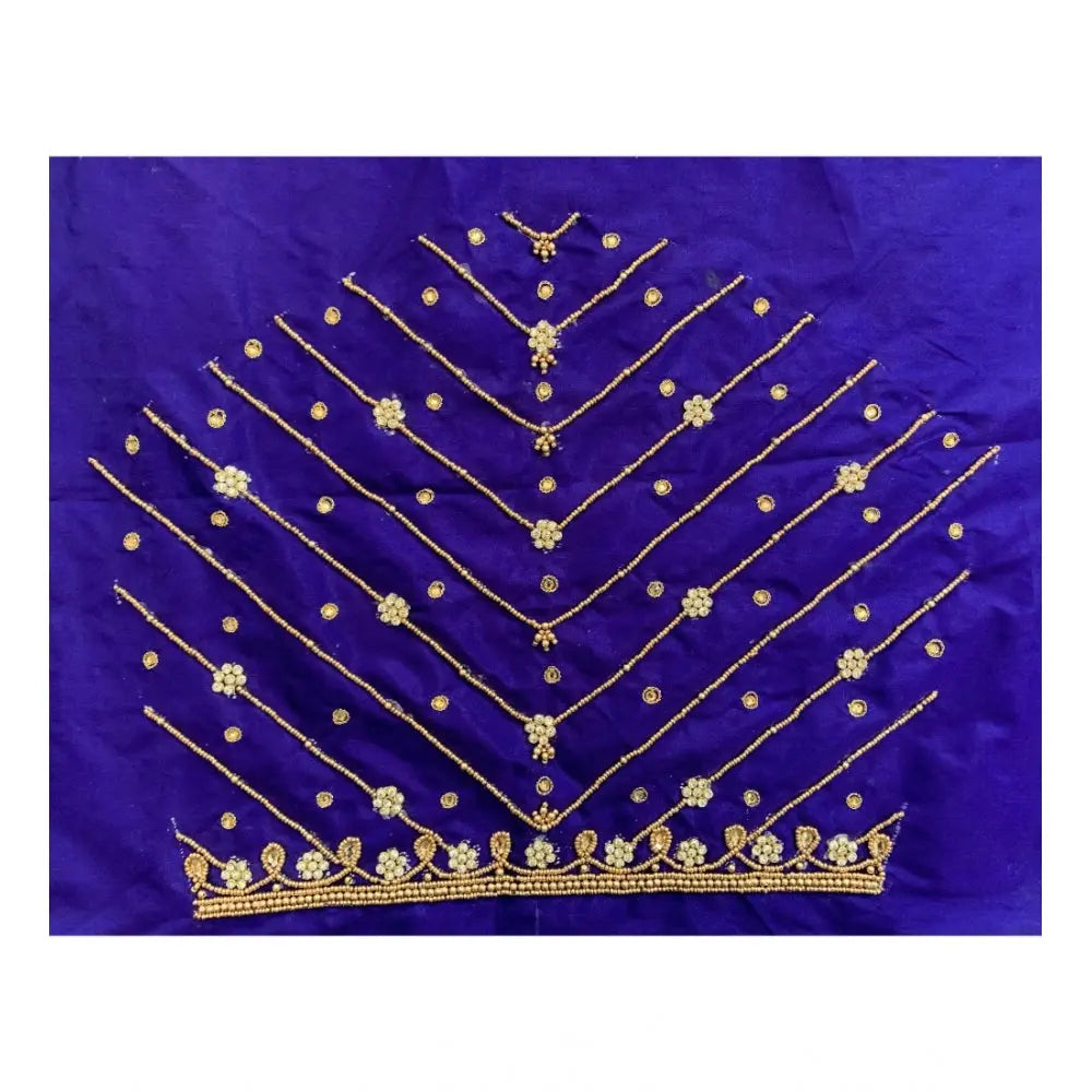 Women's Cotton Silk Self Design Unstitched Blouse Piece (Blue, 80-100 cm) Kashvii