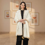 Load image into Gallery viewer, Women's Velvet Gotta Patti Dupatta (Off White, Length: 2.25 to 2.50 Mtr) Kashvii
