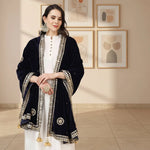 Load image into Gallery viewer, Women's Velvet Gotta Patti Dupatta (Blue, Length: 2.25 to 2.50 Mtr) Kashvii
