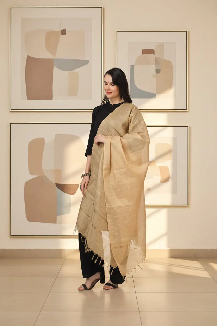 Women's chanderi solid dupatta (gold, length: 2