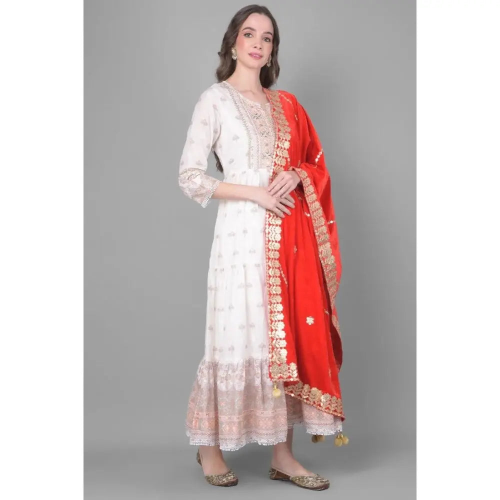 Women's Velvet Gotta Patti Dupatta (Red, Length: 2.25 to 2.50 Mtr) Kashvii
