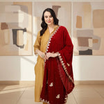 Load image into Gallery viewer, Women's Velvet Gotta Patti Dupatta (Maroon, Length: 2.25 to 2.50 Mtr) Kashvii

