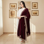 Load image into Gallery viewer, Women's Velvet Gotta Patti Dupatta (Purple, Length: 2.25 to 2.50 Mtr) Kashvii
