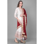Load image into Gallery viewer, Women's Velvet Gotta Patti Dupatta (Maroon, Length: 2.25 to 2.50 Mtr) Kashvii
