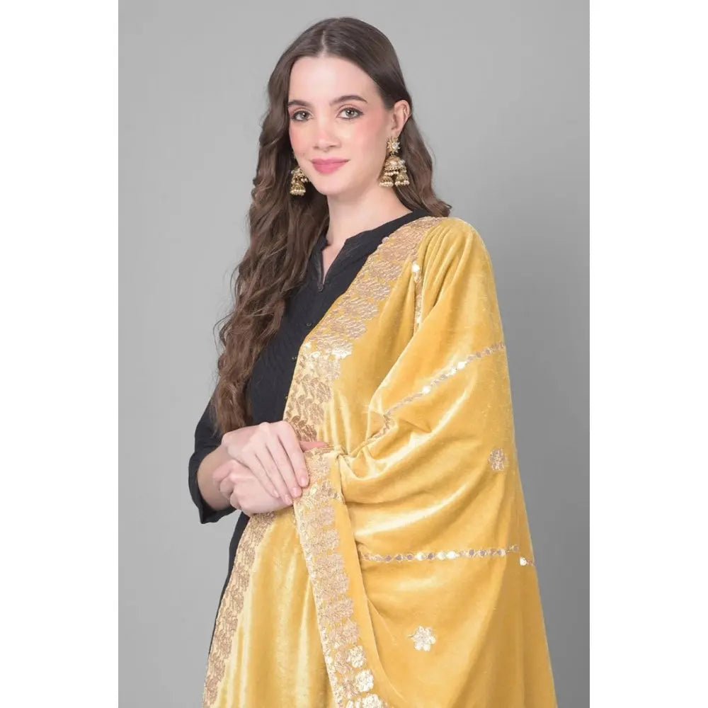 Women's Velvet Gotta Patti Dupatta (Gold, Length: 2.25 to 2.50 Mtr) Kashvii