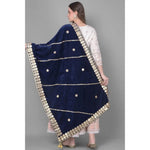 Load image into Gallery viewer, Women's Velvet Gotta Patti Dupatta (Navy, Length: 2.25 to 2.50 Mtr) Kashvii
