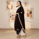 Load image into Gallery viewer, Women's Velvet Gotta Patti Dupatta (Brown, Length: 2.25 to 2.50 Mtr) Kashvii
