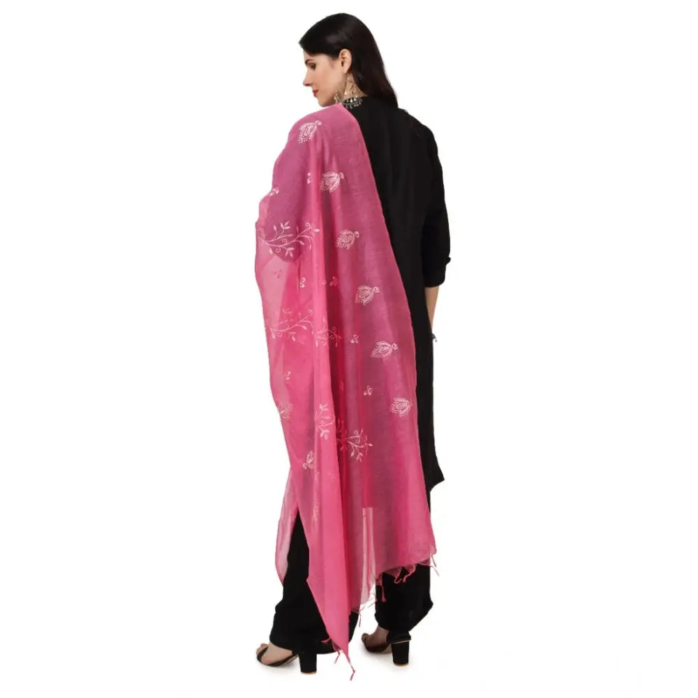 Women's Cotton Embroidered Dupatta (Pink, Length: 2.25 to 2.50 Mtr) Kashvii