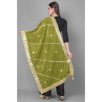Load image into Gallery viewer, Women's Velvet Gotta Patti Dupatta (Olive, Length: 2.25 to 2.50 Mtr) Kashvii
