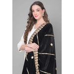 Load image into Gallery viewer, Women's Velvet Gotta Patti Dupatta (Black, Length: 2.25 to 2.50 Mtr) Kashvii
