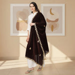 Load image into Gallery viewer, Women's Velvet Gotta Patti Dupatta (Brown, Length: 2.25 to 2.50 Mtr) Kashvii
