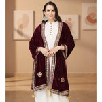 Load image into Gallery viewer, Women's Velvet Gotta Patti Dupatta (Purple, Length: 2.25 to 2.50 Mtr) Kashvii
