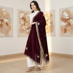 Load image into Gallery viewer, Women's Velvet Gotta Patti Dupatta (Purple, Length: 2.25 to 2.50 Mtr) Kashvii
