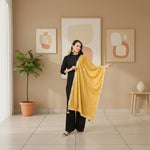 Load image into Gallery viewer, Women's Velvet Gotta Patti Dupatta (Yellow, Length: 2.25 to 2.50 Mtr) Kashvii
