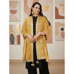 Load image into Gallery viewer, Women's Velvet Gotta Patti Dupatta (Yellow, Length: 2.25 to 2.50 Mtr) Kashvii
