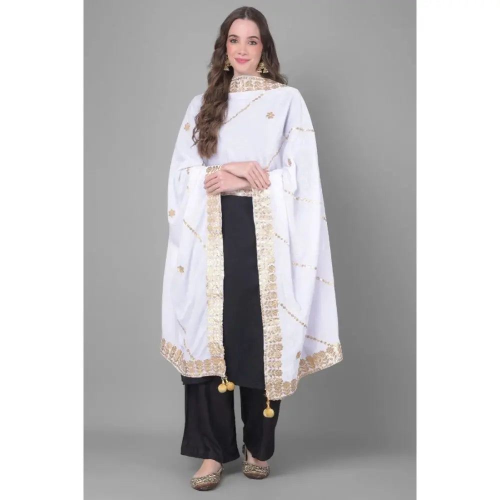 Women's Velvet Gotta Patti Dupatta (Off White, Length: 2.25 to 2.50 Mtr) Kashvii