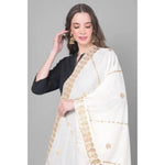 Load image into Gallery viewer, Women's Velvet Gotta Patti Dupatta (White, Length: 2.25 to 2.50 Mtr) Kashvii
