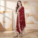 Load image into Gallery viewer, Women's Velvet Gotta Patti Dupatta (Maroon, Length: 2.25 to 2.50 Mtr) Kashvii
