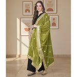 Load image into Gallery viewer, Women's Velvet Gotta Patti Dupatta (Olive, Length: 2.25 to 2.50 Mtr) Kashvii
