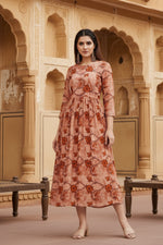 Load image into Gallery viewer, Women's Casual 3/4 Sleeve Printed Viscose Maternity Feeding Kurti (Brown) Kashvii
