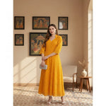 Load image into Gallery viewer, Women's Casual 3/4th Sleeve Embroidered Cotton Kurti (Mustard) Kashvii
