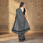 Load image into Gallery viewer, Women's Lycra Solid Saree With Unstitched Blouse (Grey, 5.5 Mtr) Kashvii
