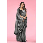 Load image into Gallery viewer, Women's Lycra Floral Saree With Unstitched Blouse (Grey, 5.5 Mtr) Kashvii
