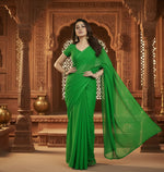 Load image into Gallery viewer, Women's Georgette Plain Saree With Blouse (Dark Green, 5-6 Mtrs) Kashvii
