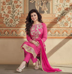 Load image into Gallery viewer, Women's Chanderi Unstitched Salwar Suit-Material With Dupatta (Pink,2 Mtrs) Kashvii
