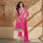 Load image into Gallery viewer, Women's Chanderi Unstitched Salwar Suit-Material With Dupatta (Pink,2 Mtrs) Kashvii
