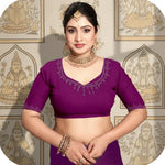 Load image into Gallery viewer, Women's Georgette Satin Silk Saree With Unstitched Blouse 5.5Mtr (Wine) Kashvii
