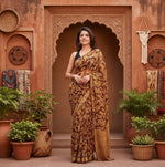 Load image into Gallery viewer, Women's Georgette Printed Saree With Unstitched Blouse 5.5Mtr (Yellow ) Kashvii
