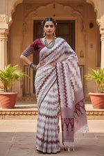 Load image into Gallery viewer, Women's Chiffon Printed Saree With Unstitched Blouse 5.5Mtr (Maroon) Kashvii
