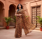 Load image into Gallery viewer, Women's Georgette Printed Saree With Unstitched Blouse 5.5Mtr (Yellow ) Kashvii
