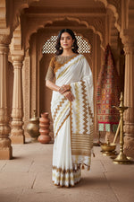 Load image into Gallery viewer, Women's Chiffon Printed Saree With Unstitched Blouse 5.5Mtr (Brown) Kashvii
