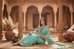 Load image into Gallery viewer, Women's Linen Cotton Printed Saree With Unstitched Blouse 5.5Mtr (Sky Blue) Kashvii
