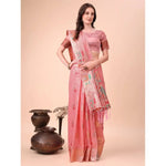 Load image into Gallery viewer, Women's Linen Cotton Printed Saree With Unstitched Blouse 5.5Mtr (Pink) Kashvii
