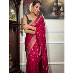 Load image into Gallery viewer, Women's Silk Printed Saree With Unstitched Blouse 5.5Mtr (Rani Pink) Kashvii
